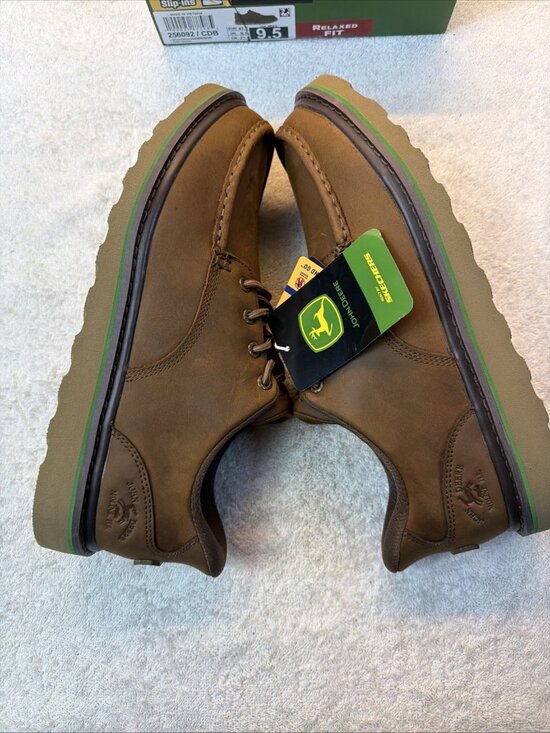Skechers John Deere Hand Free Slip Ins Brown Loafer Memory Arch Men SZ 9.5 NEW main image 4